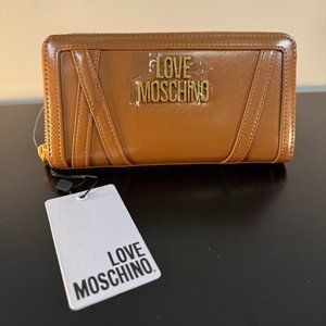 Moschino Brown Wallet Portafogli with Gold Love Moschino Logo  - NWT